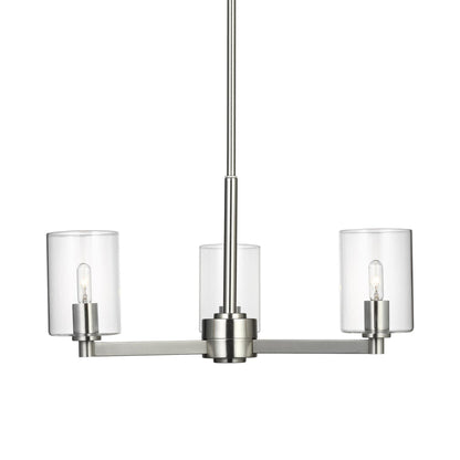 Fullton Chandelier in Brushed Nickel (3-Light/With Shade).