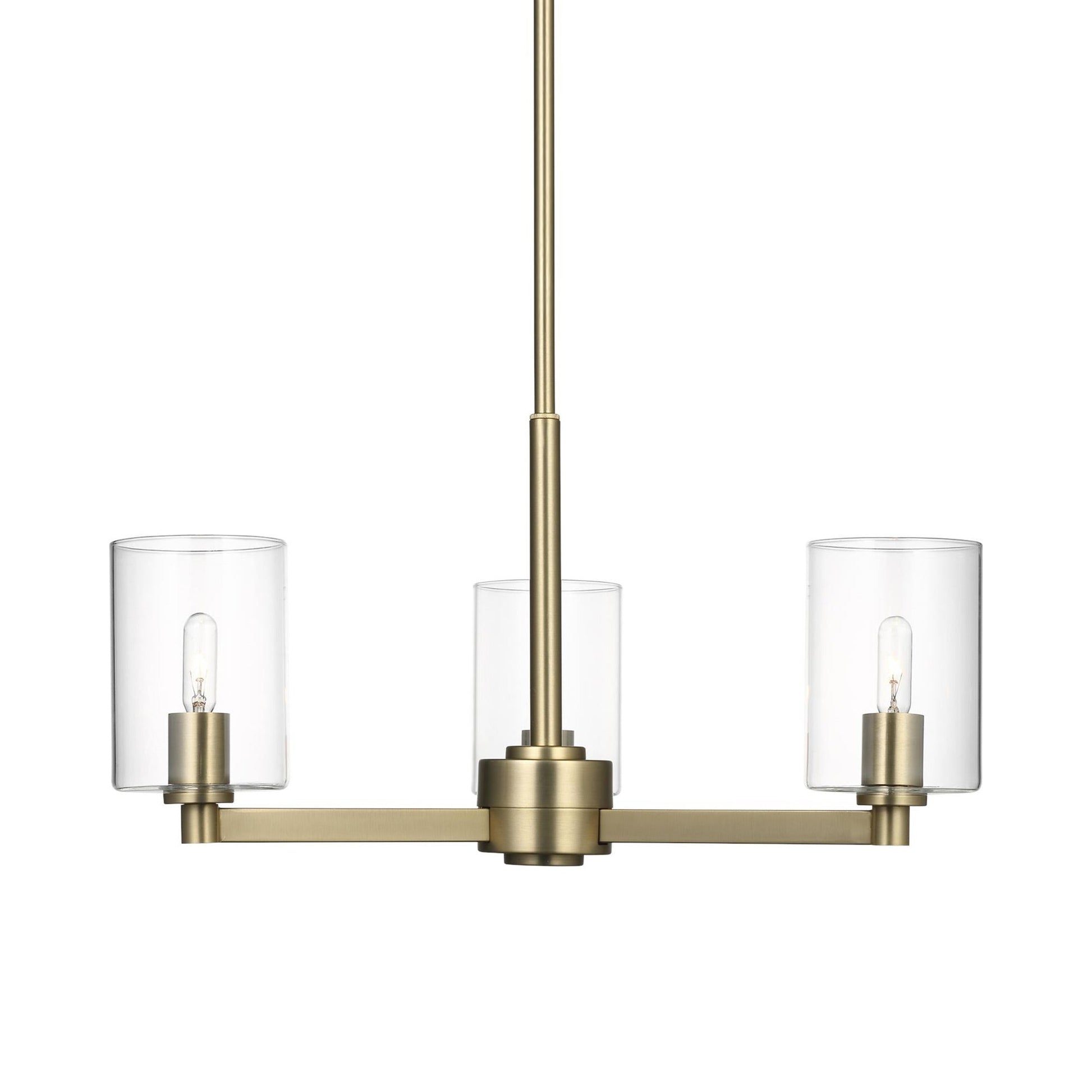 Fullton Chandelier in Satin Brass (3-Light/With Shade).