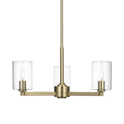 Fullton Chandelier in Satin Brass (3-Light/With Shade).