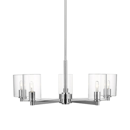 Fullton Chandelier in Chrome (5-Light/With Shade).