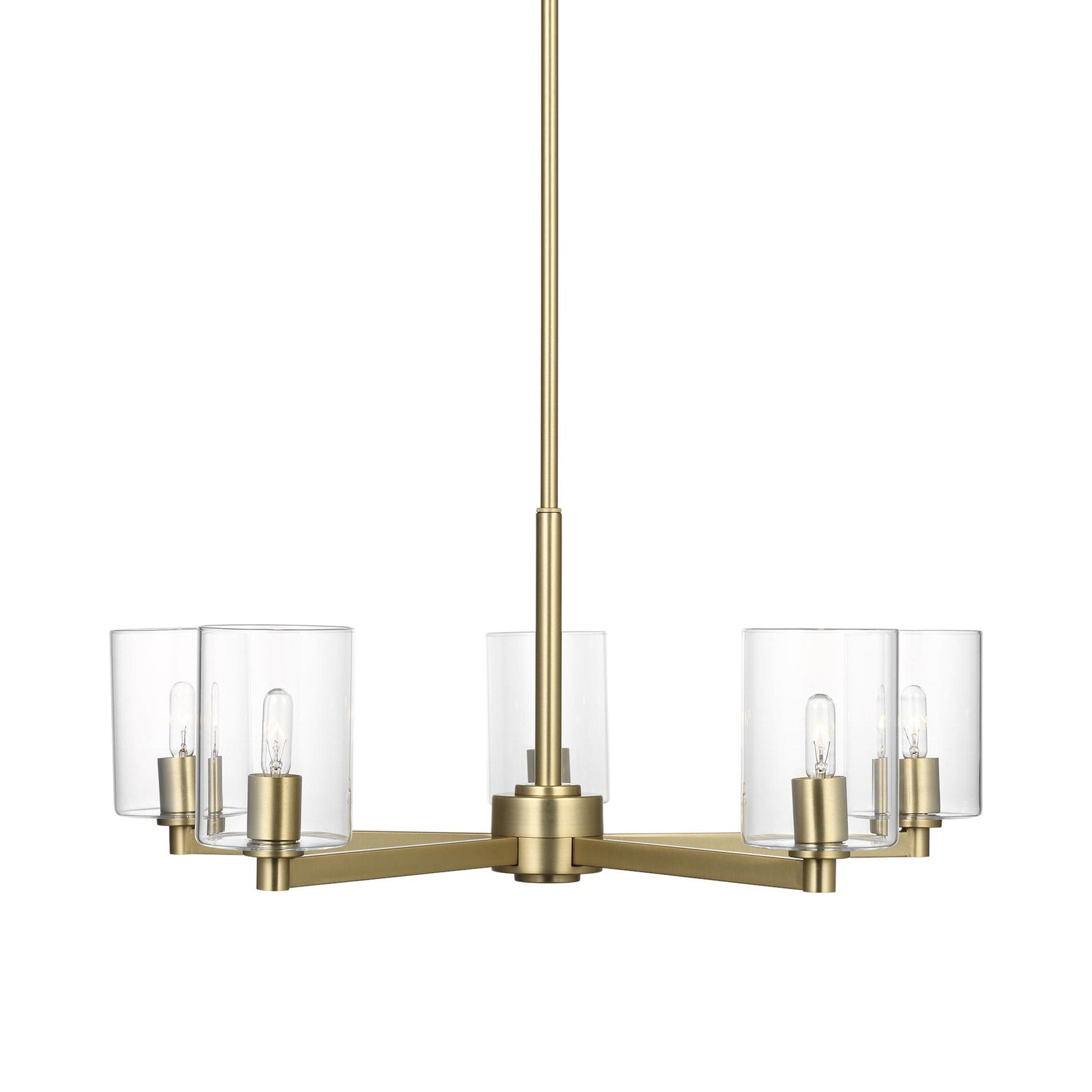 Fullton Chandelier in Satin Brass (5-Light/With Shade).