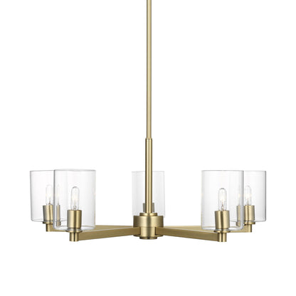 Fullton Chandelier in Satin Brass (5-Light/With Shade).