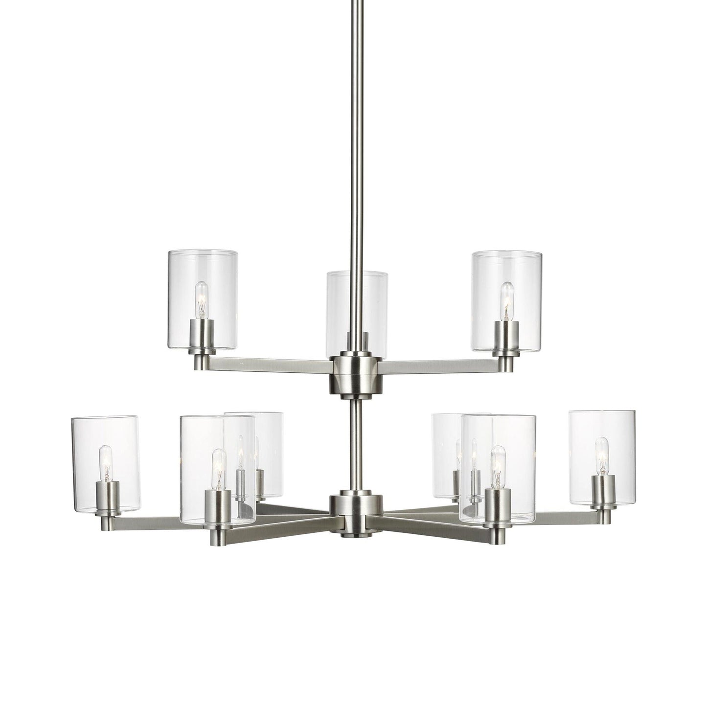 Fullton Chandelier in Brushed Nickel (9-Light/With Shade).