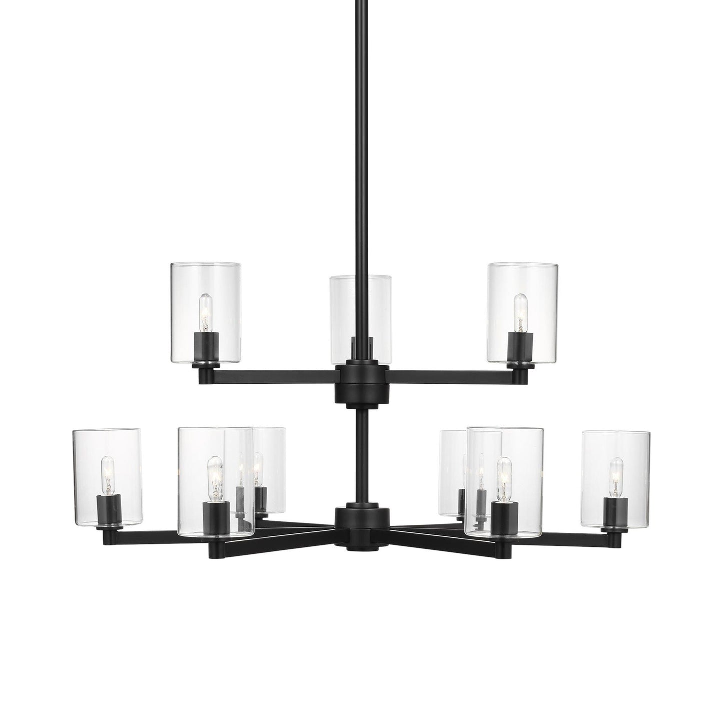 Fullton Chandelier in Midnight Black (9-Light/With Shade).