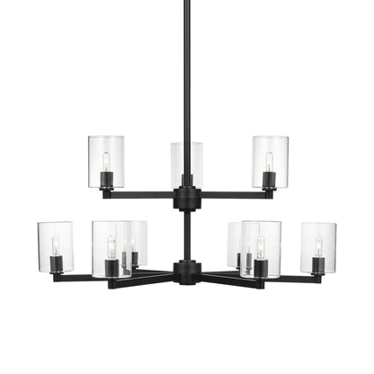 Fullton Chandelier in Midnight Black (9-Light/With Shade).