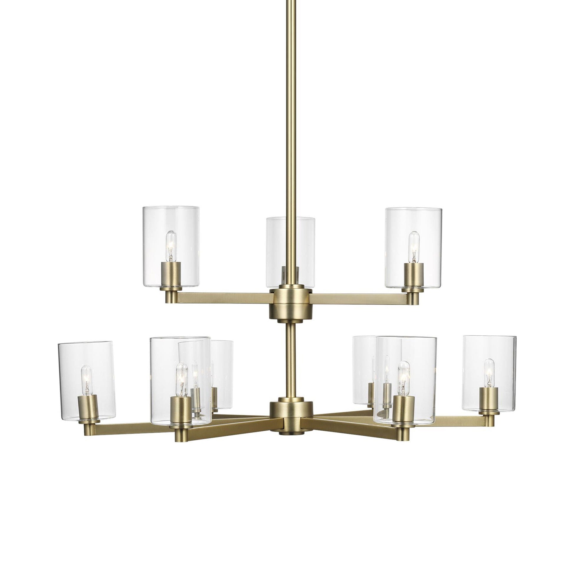 Fullton Chandelier in Satin Brass (9-Light/With Shade).