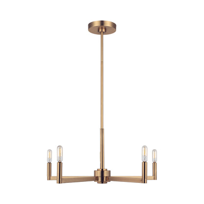 Fullton Chandelier in Satin Brass (5-Light/No Shade).