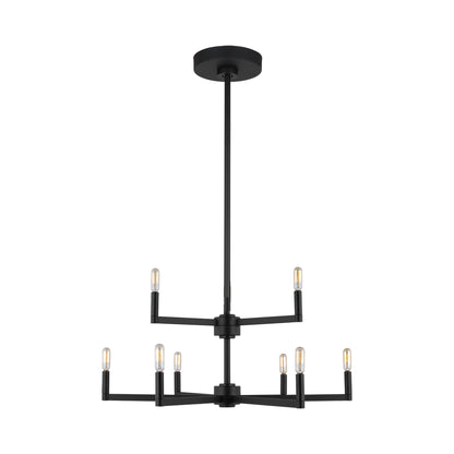 Fullton Chandelier in Midnight Black (9-Light/No Shade).