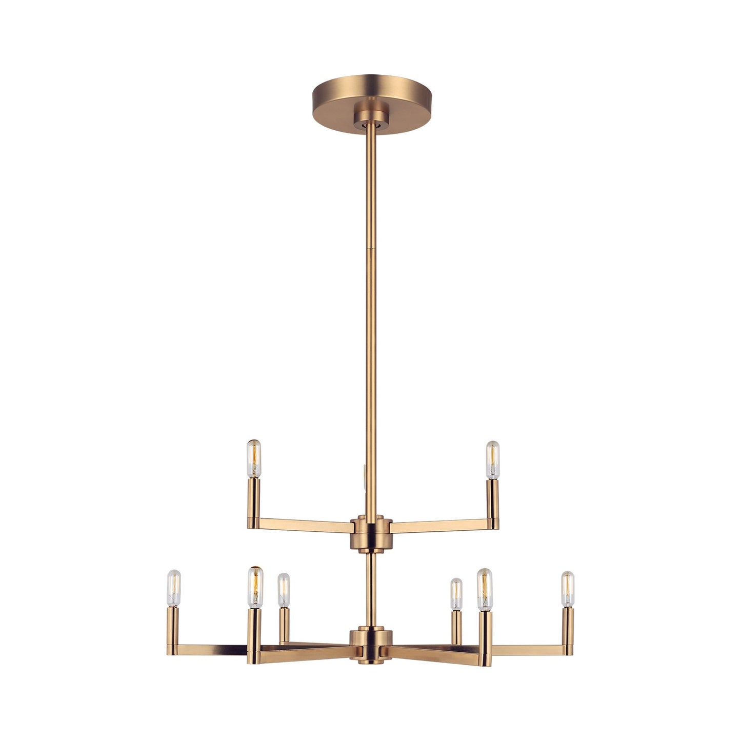 Fullton Chandelier in Satin Brass (9-Light/No Shade).