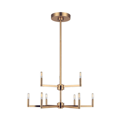 Fullton Chandelier in Satin Brass (9-Light/No Shade).