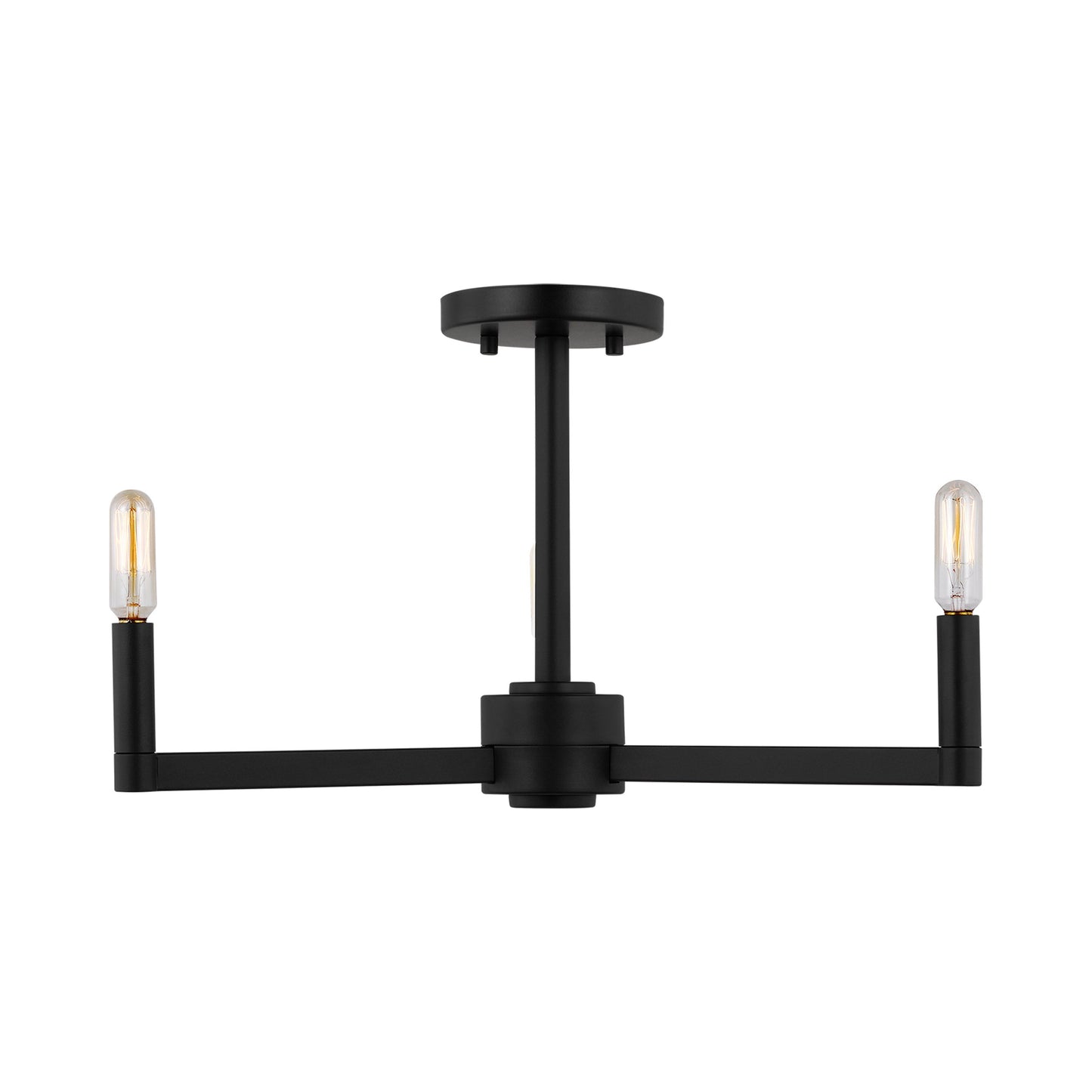 Fullton Semi-Flush Mount Ceiling Light in Midnight Black (No Shade).