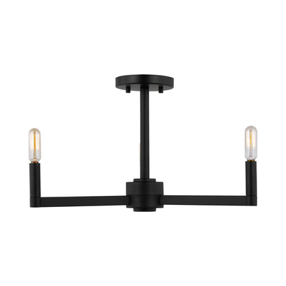Fullton Semi-Flush Mount Ceiling Light in Midnight Black (No Shade).