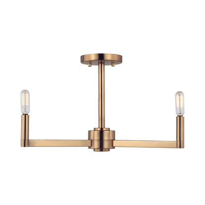 Fullton Semi-Flush Mount Ceiling Light in Satin Brass (No Shade).