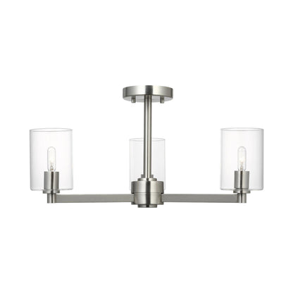 Fullton Semi-Flush Mount Ceiling Light in Brushed Nickel (With Shade).
