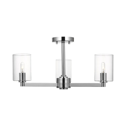 Fullton Semi-Flush Mount Ceiling Light in Chrome (With Shade).