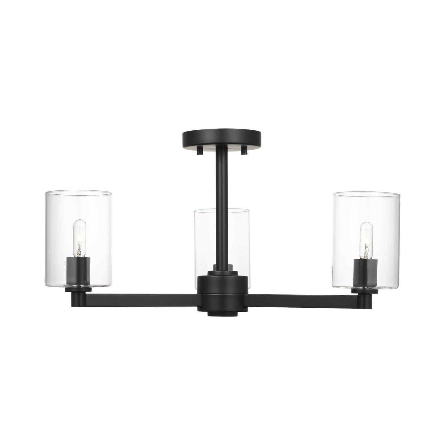 Fullton Semi-Flush Mount Ceiling Light in Midnight Black (With Shade).
