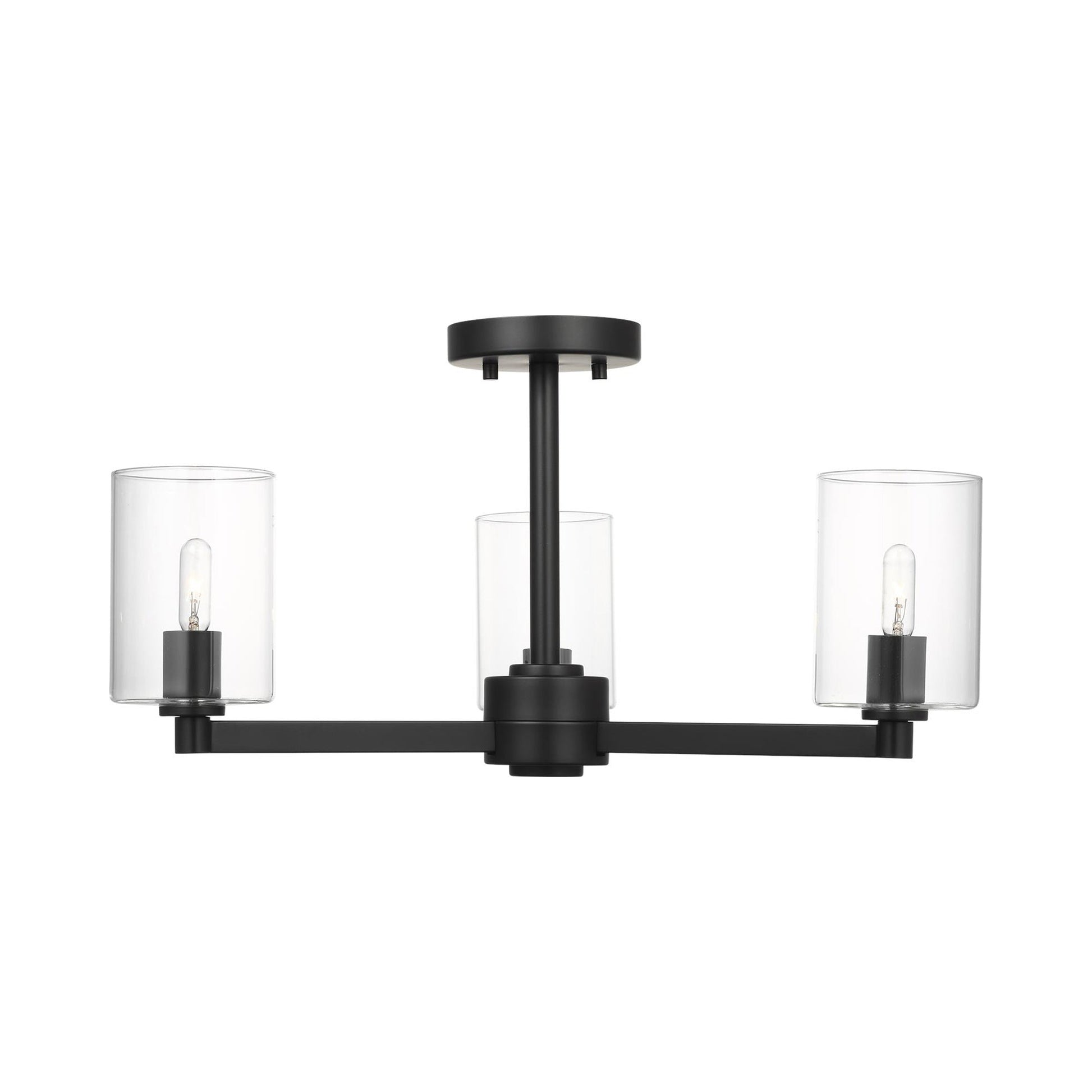 Fullton Semi-Flush Mount Ceiling Light in Midnight Black (With Shade).