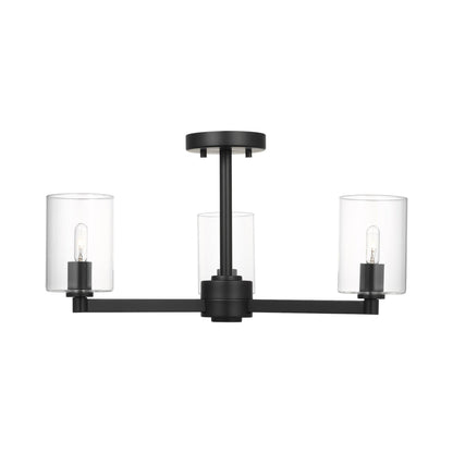 Fullton Semi-Flush Mount Ceiling Light in Midnight Black (With Shade).