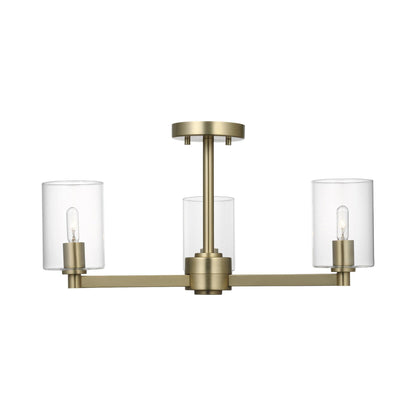 Fullton Semi-Flush Mount Ceiling Light in Satin Brass (With Shade).