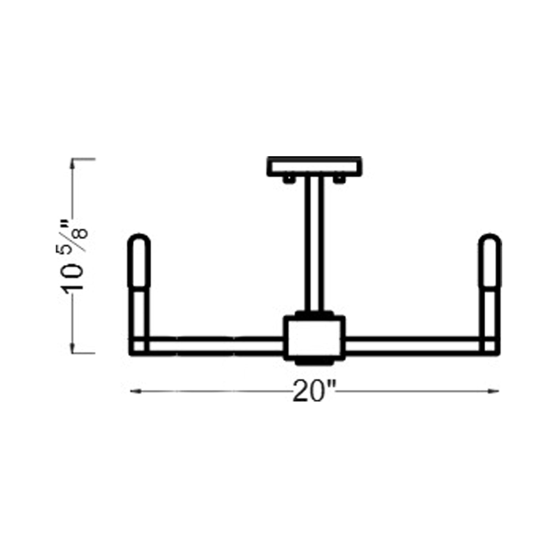 Fullton Semi-Flush Mount Ceiling Light - line drawing.