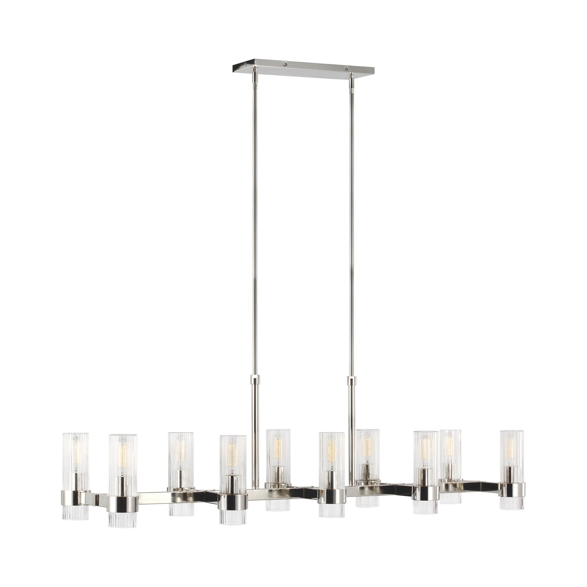 Geneva Linear Pendant Light in Polished Nickel.