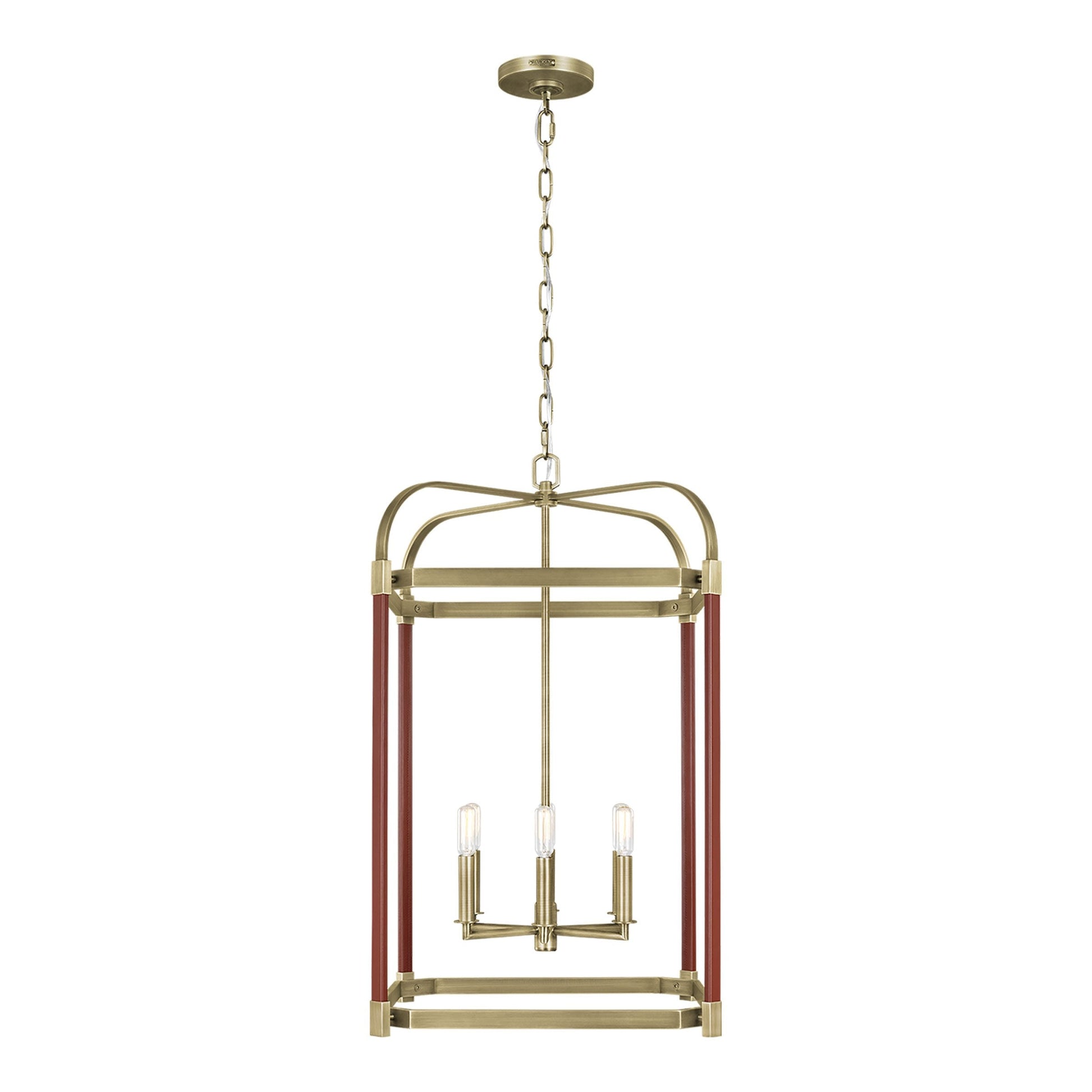 Hadley Lantern Pendant Light in Time Worn Brass (Large).