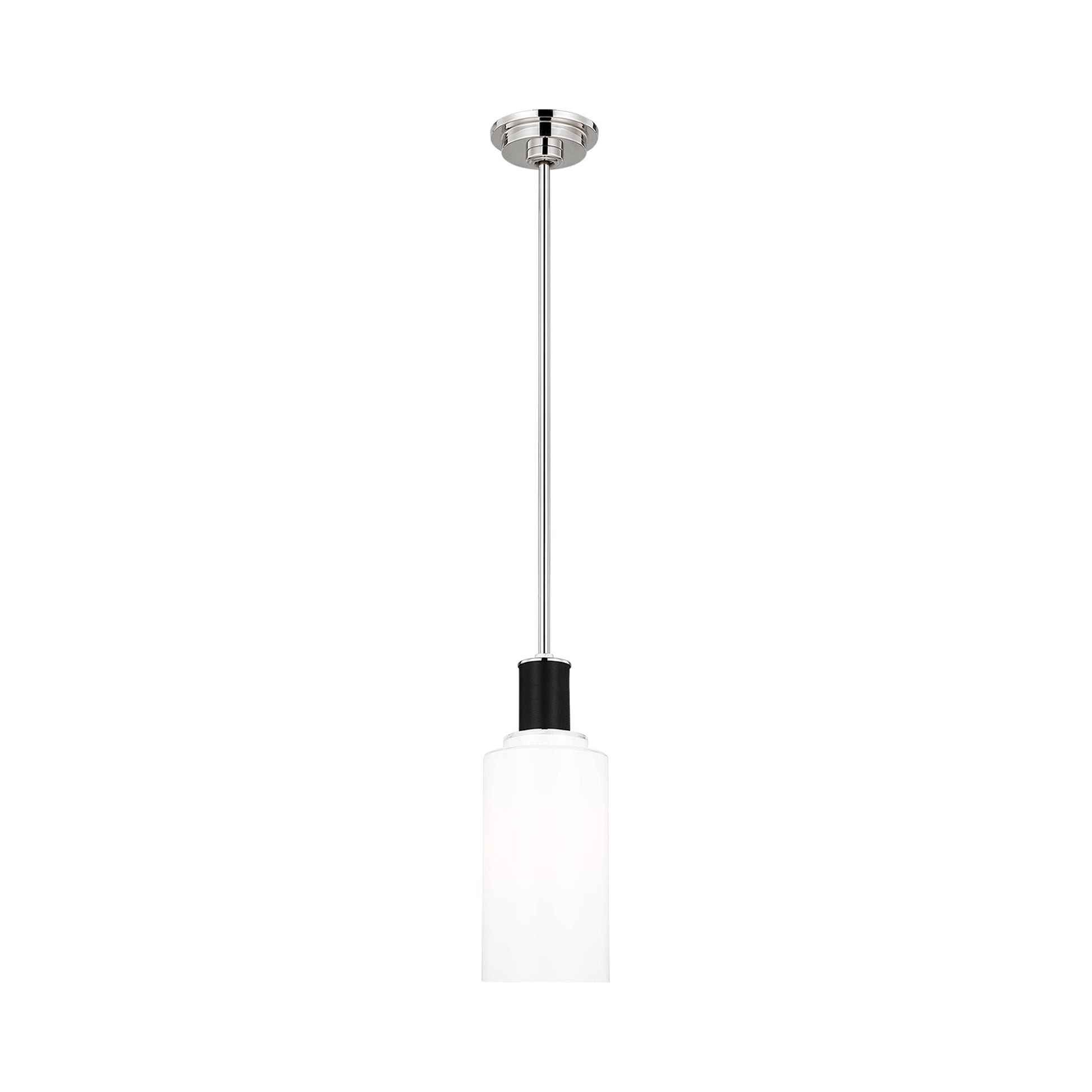 Hadley Pendant Light in Polished Nickel.