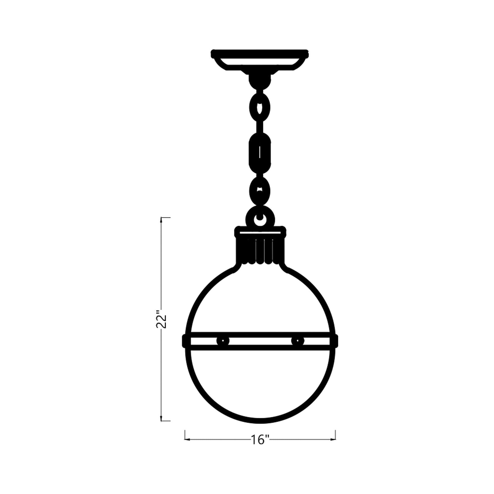 Hanks Pendant Light - line drawing.