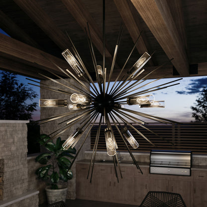 Hilo Outdoor Chandelier in dining room.