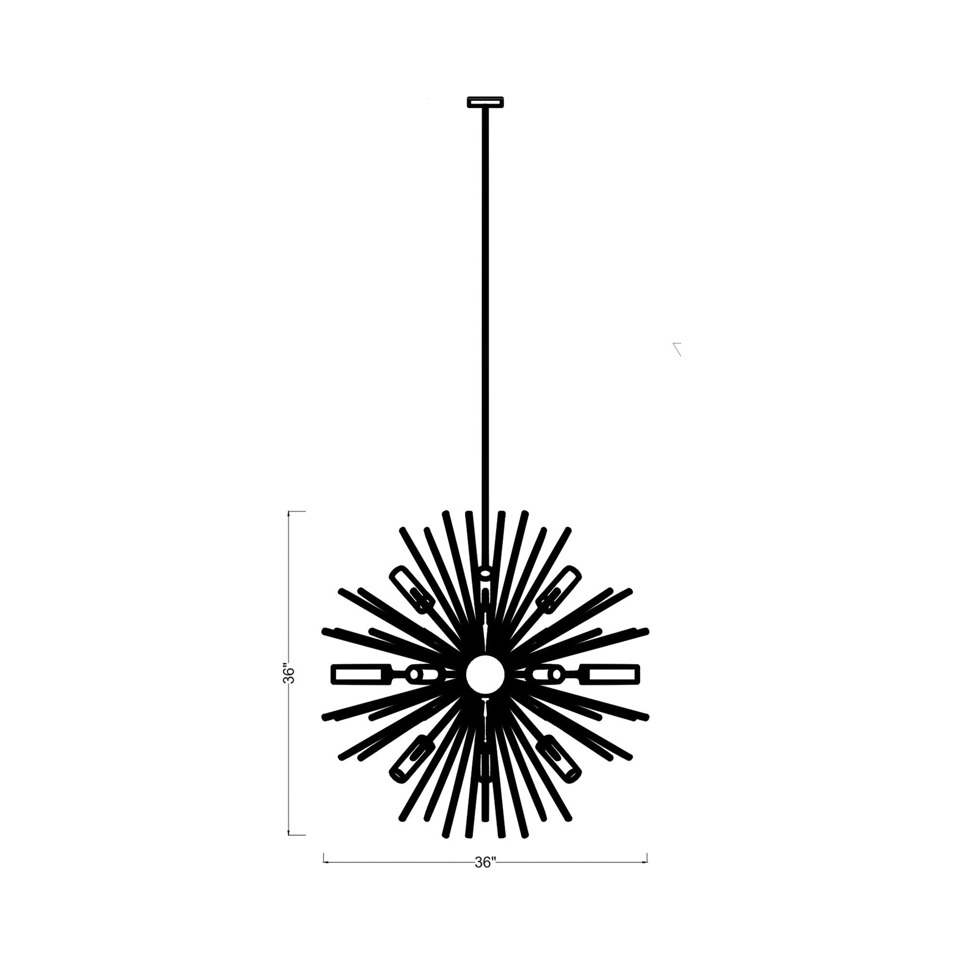 Hilo Outdoor Chandelier - line drawing.