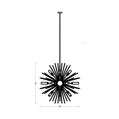 Hilo Outdoor Chandelier - line drawing.