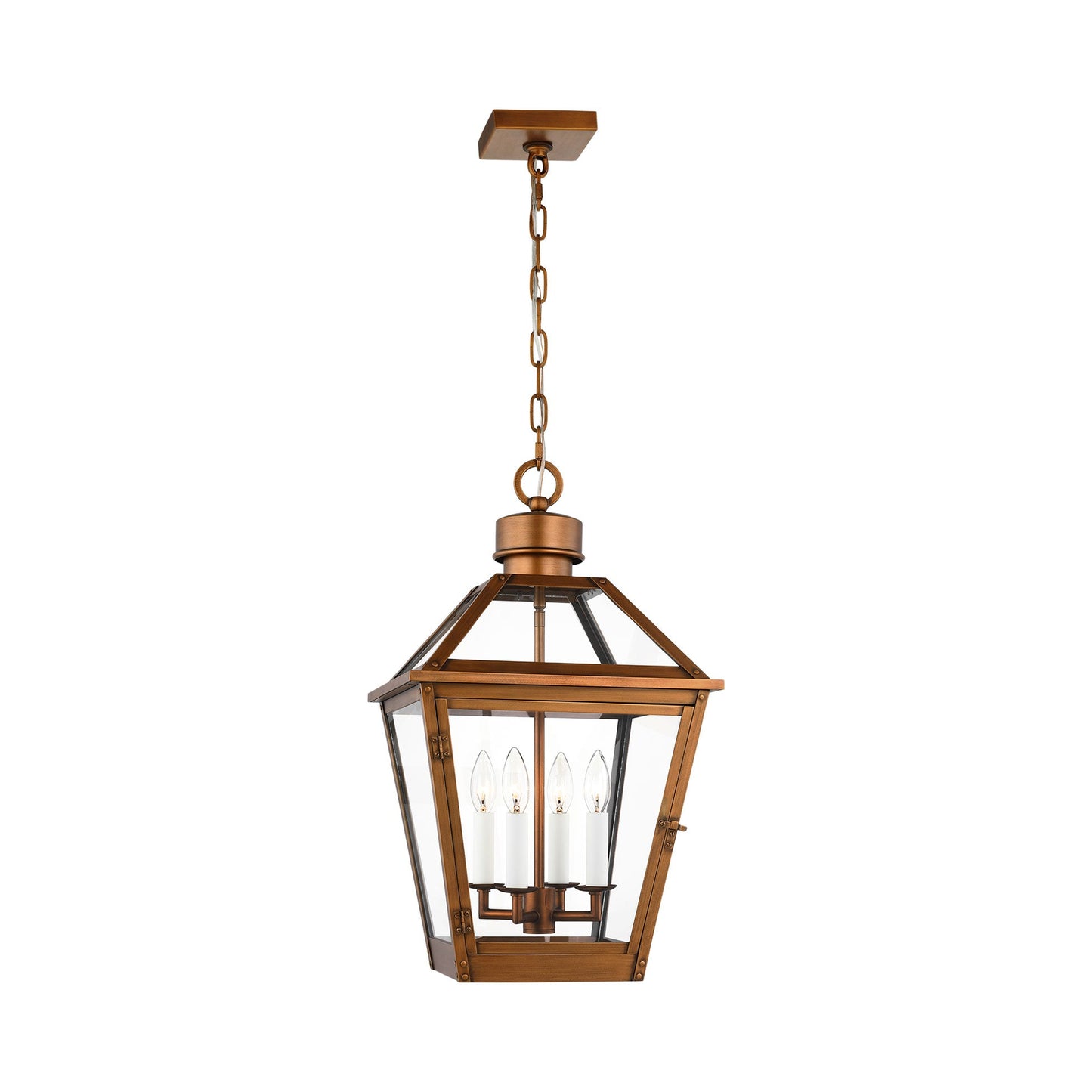 Hyannis Outdoor Pendant Light in Natural Copper.
