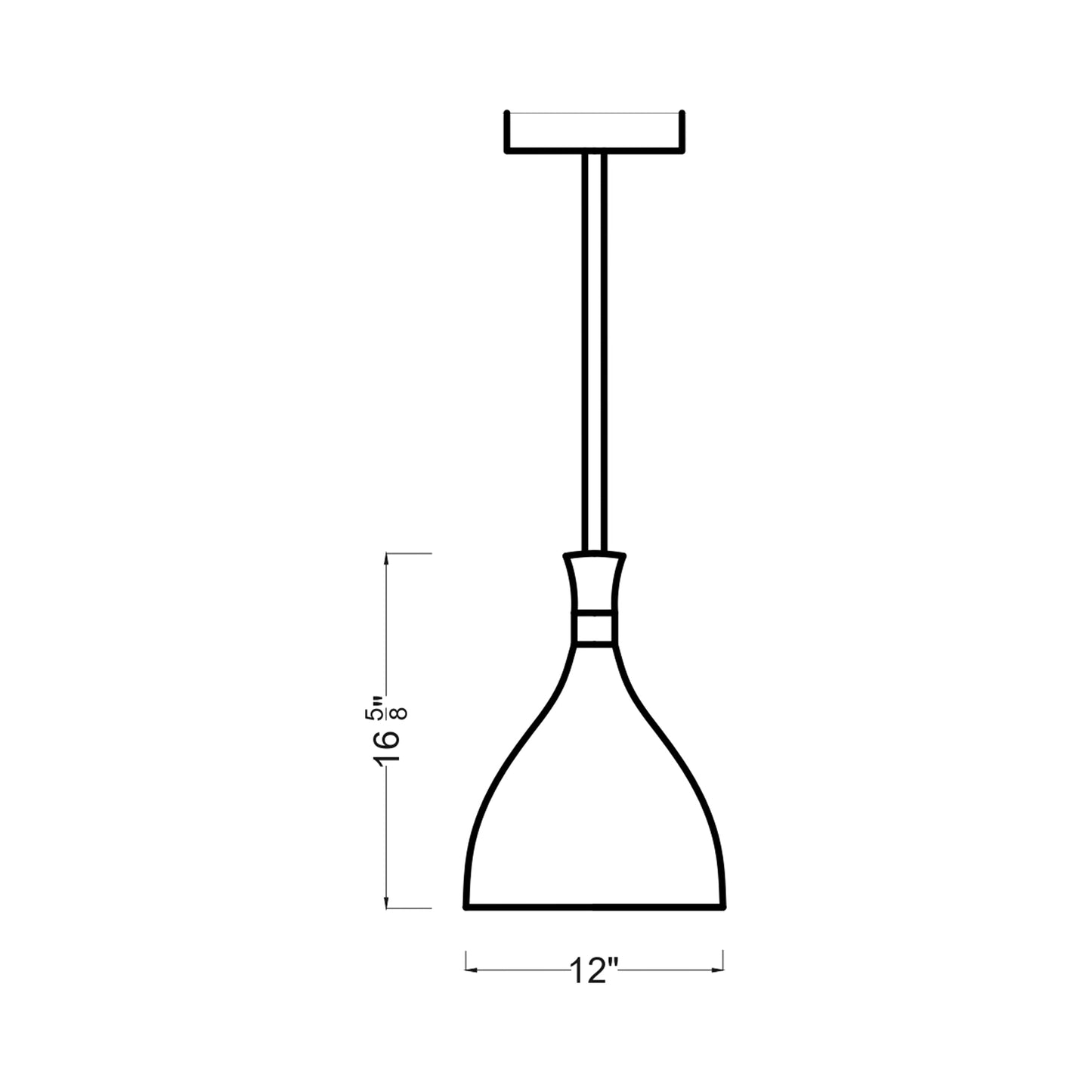 Joan Pendant Light - line drawing.