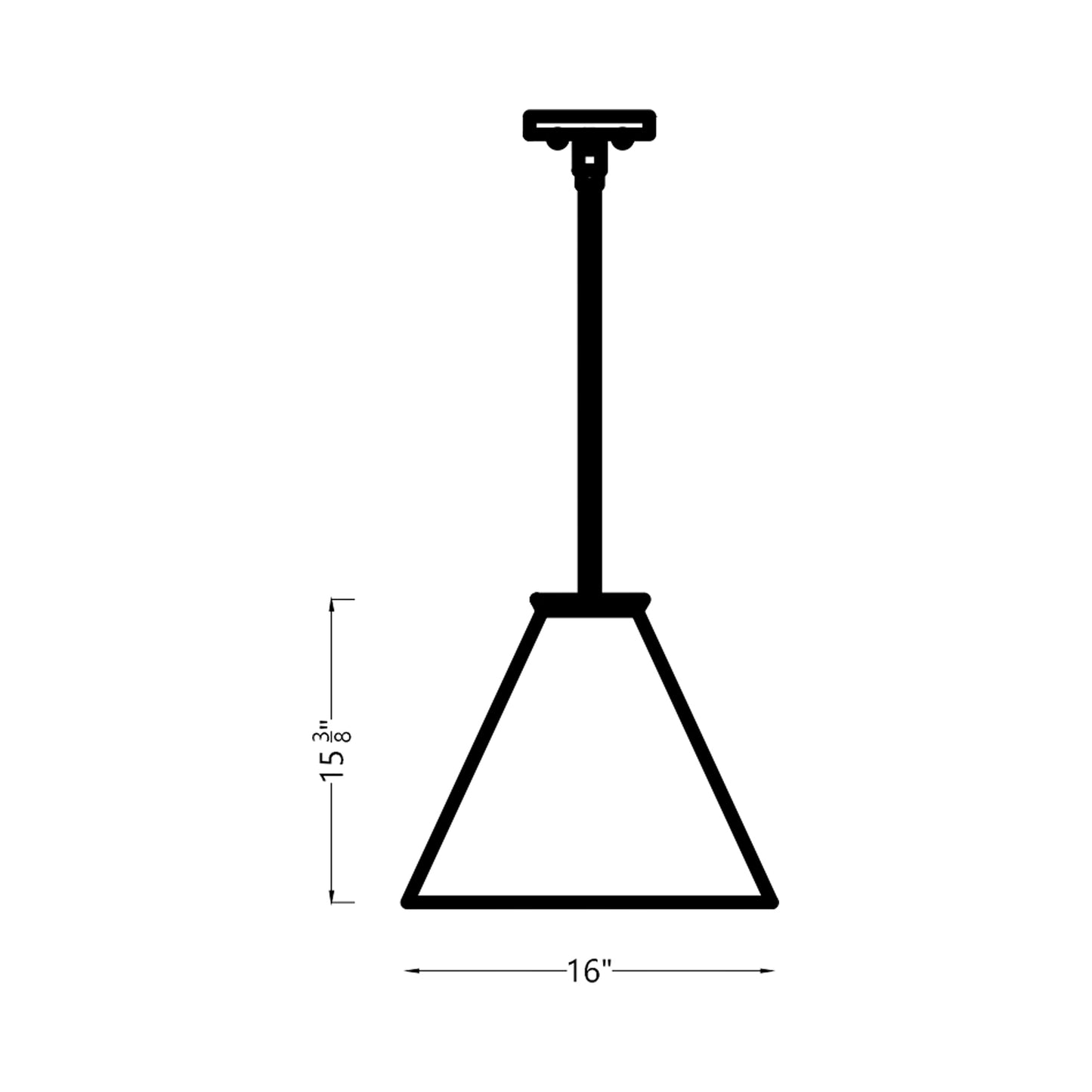 Kate Cone Pendant Light - line drawing.