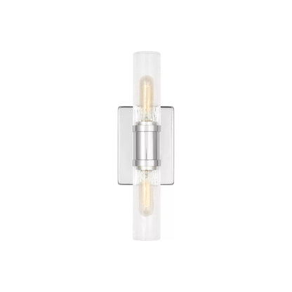 Keaton Bath Wall Light in Chrome/Clear Crackle (16-Inch).