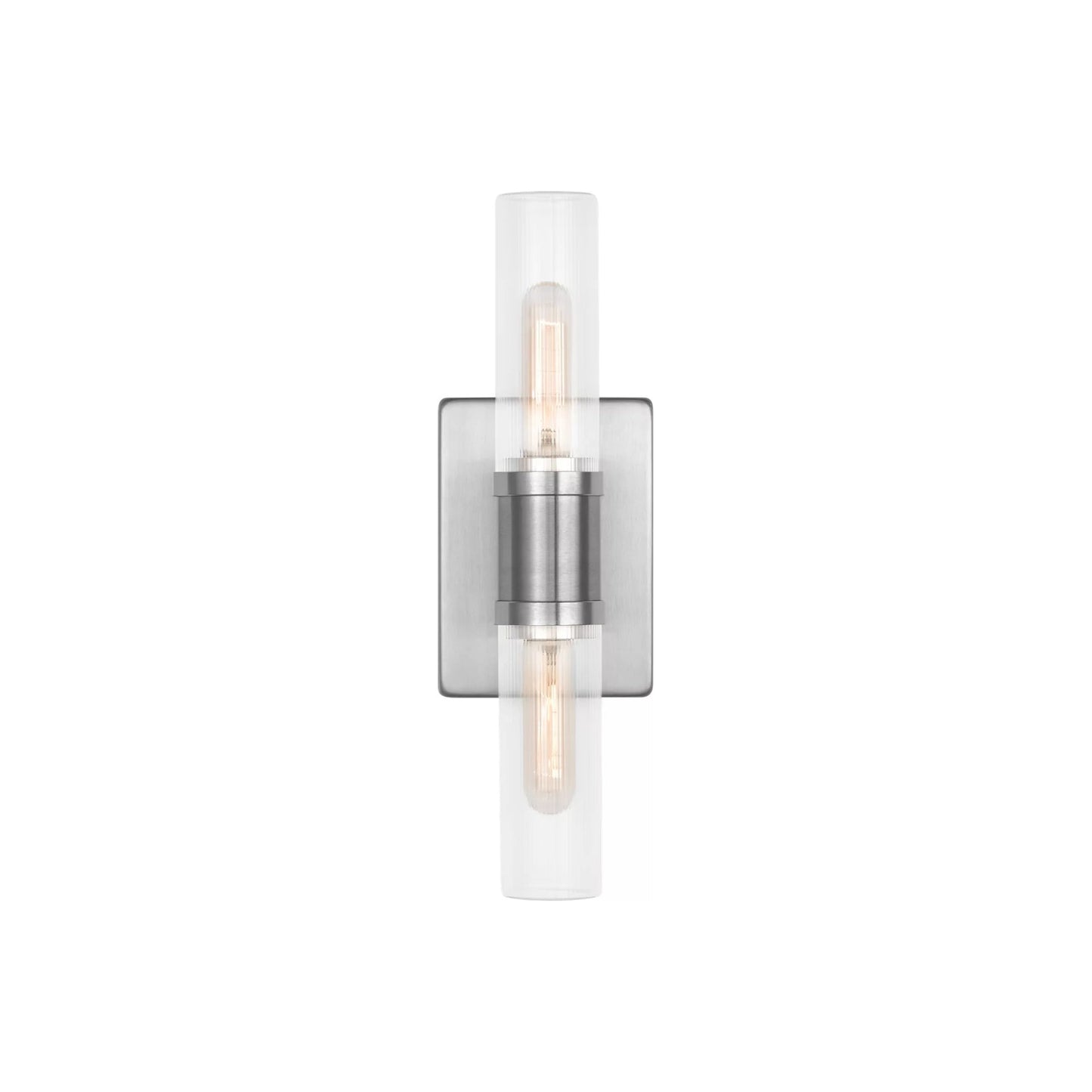 Keaton Bath Wall Light in Brushed Nickel/Clear Fluted (16-Inch).
