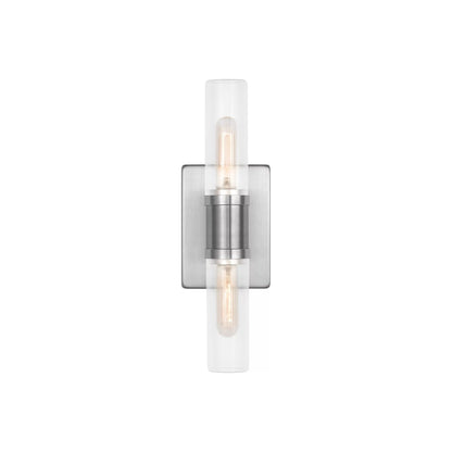 Keaton Bath Wall Light in Brushed Nickel/Clear Fluted (16-Inch).