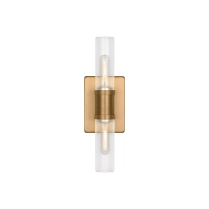 Keaton Bath Wall Light in Satin Brass/Clear Fluted (16-Inch).
