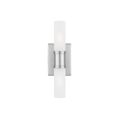 Keaton Bath Wall Light in Brushed Nickel/Etched Glass (16-Inch).