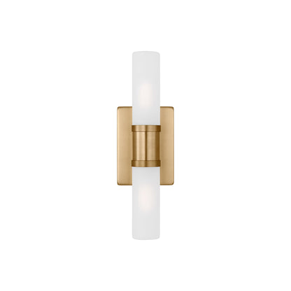 Keaton Bath Wall Light in Satin Brass/Etched Glass (16-Inch).