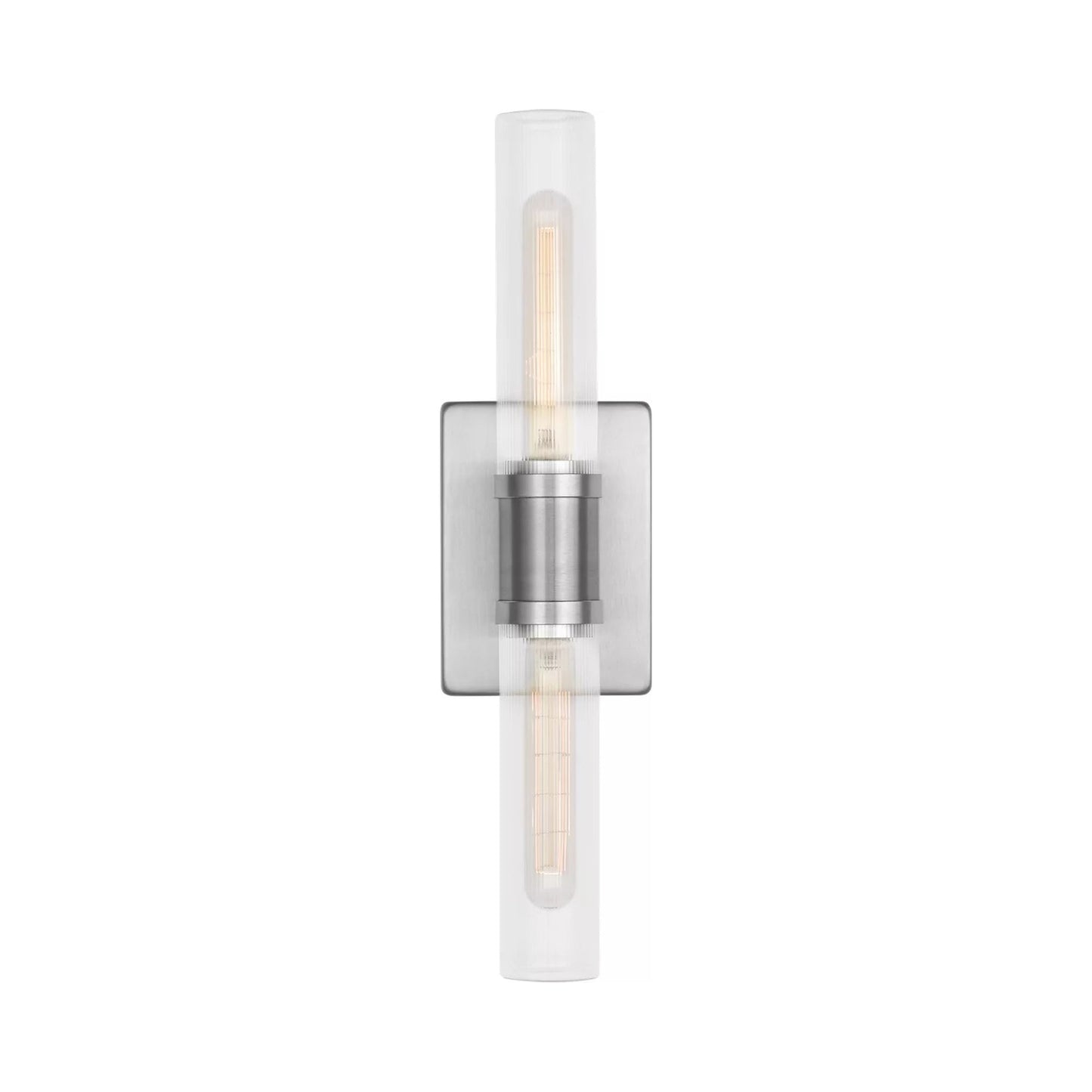Keaton Bath Wall Light in Brushed Nickel/Clear Fluted (20-Inch).