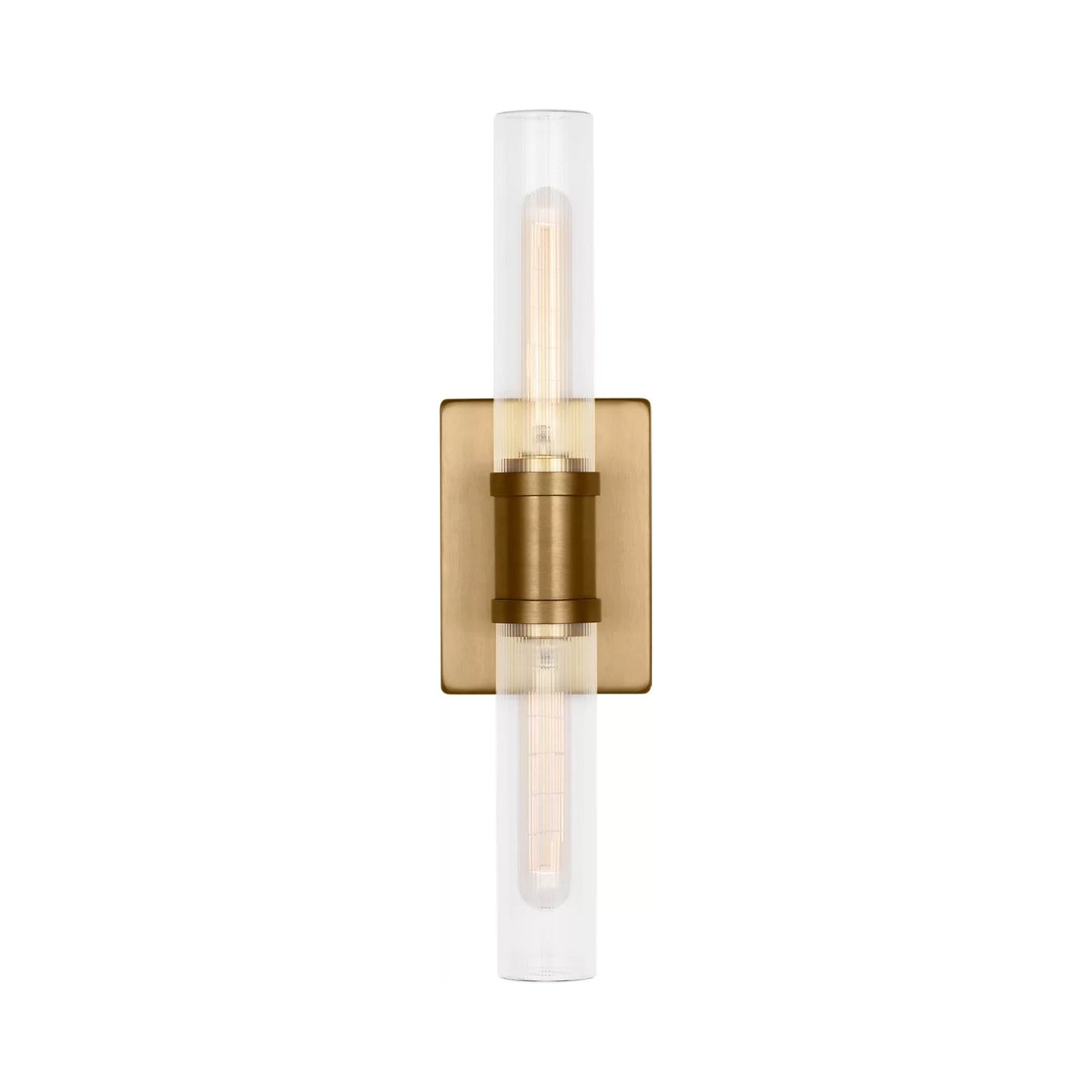Keaton Bath Wall Light in Satin Brass/Clear Fluted (20-Inch).