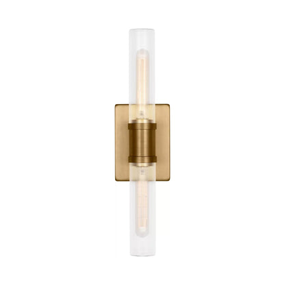 Keaton Bath Wall Light in Satin Brass/Clear Fluted (20-Inch).
