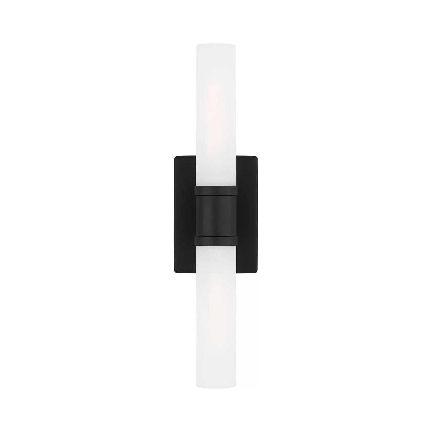 Keaton Bath Wall Light in Midnight Black/Etched Glass (20-Inch).
