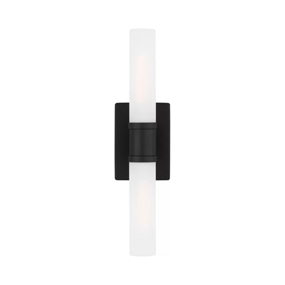 Keaton Bath Wall Light in Midnight Black/Etched Glass (20-Inch).