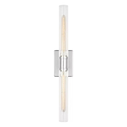 Keaton Bath Wall Light in Chrome/Clear Crackle (30-Inch).