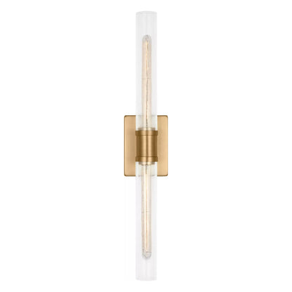 Keaton Bath Wall Light in Satin Brass/Clear Crackle (30-Inch).