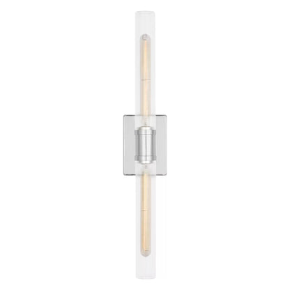 Keaton Bath Wall Light in Chrome/Clear Fluted (30-Inch).