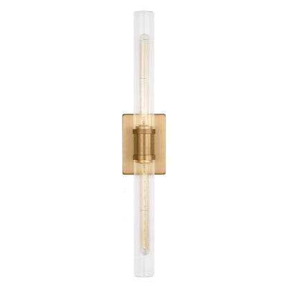 Keaton Bath Wall Light in Satin Brass/Clear Fluted (30-Inch).