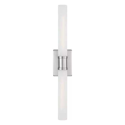 Keaton Bath Wall Light in Brushed Nickel/Etched Glass (30-Inch).